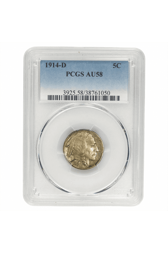 US Mint 1914-D Buffalo Nickel Coin 5C PCGS AU 58