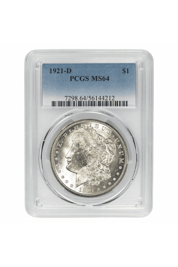 US Mint 1921-D Morgan Silver Dollar Coin $1 PCGS MS 64
