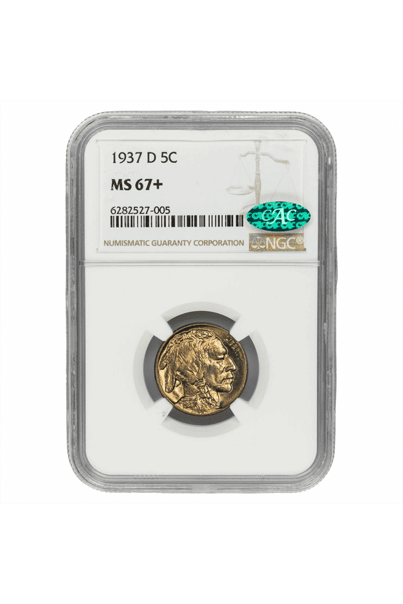 US Mint 1937-D Buffalo Nickel Coin 5C NGC MS 67+ CAC