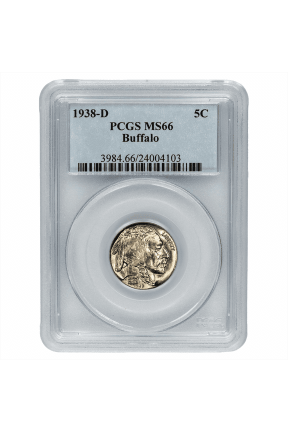 US Mint 1938-D Buffalo Nickel Coin 5C PCGS MS 66