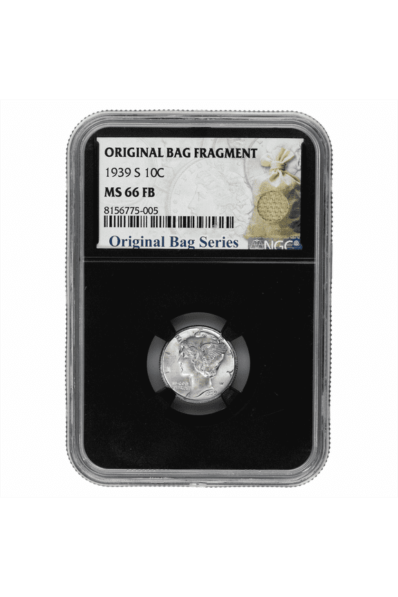 US Mint 1939-S Mercury Dime Coin 10C Original Bag Fragment NGC MS 66 FB