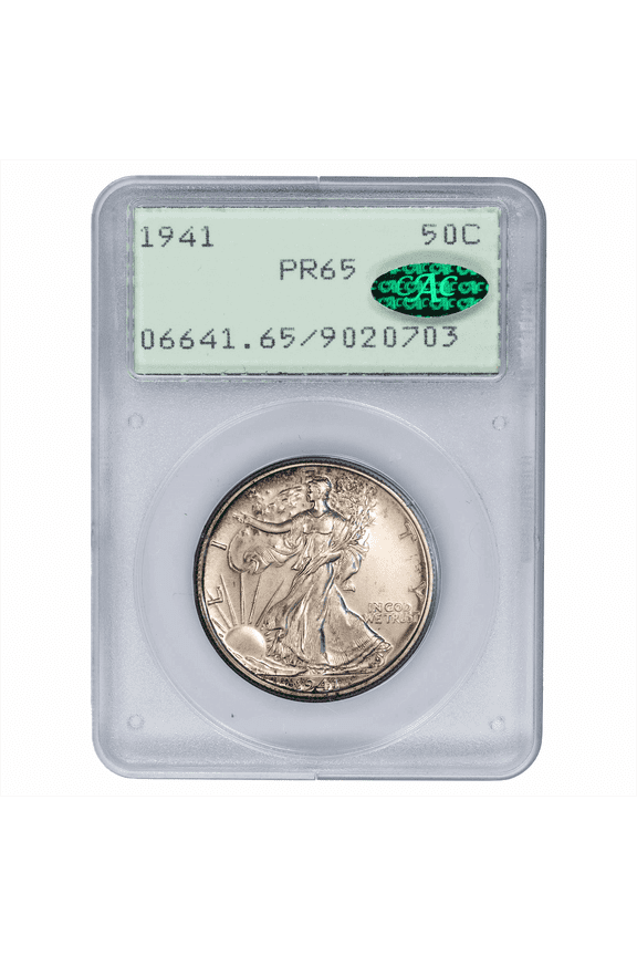 US Mint 1941 Walking Liberty Half Dollar Coin 50C OGH PCGS PR 65 CAC