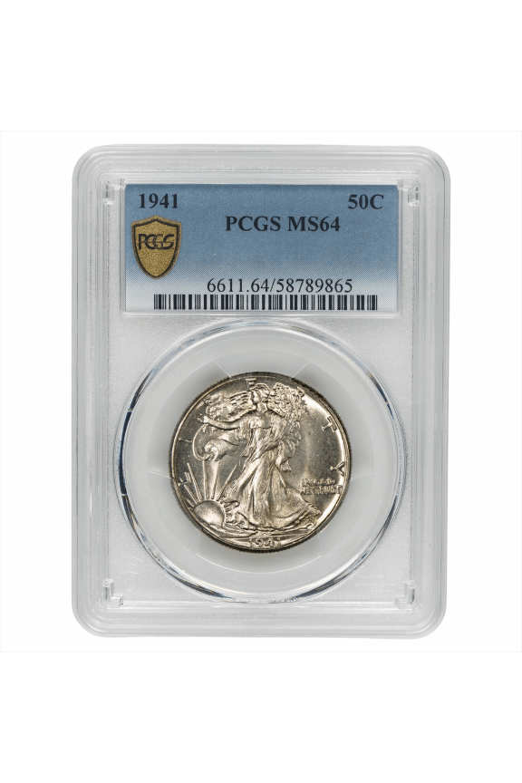US Mint 1941 Walking Liberty Half Dollar Coin 50C PCGS MS 64