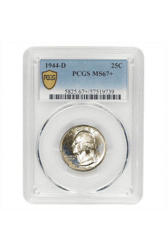 US Mint 1944-D Washington Quarter Coin 25C PCGS MS 67+