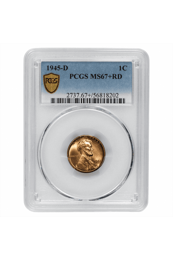 US Mint 1945-D Lincoln Wheat Cent Coin 1C PCGSMS 67+ RD
