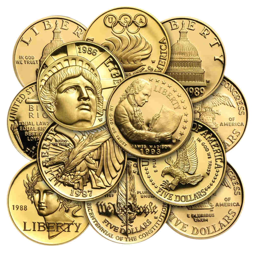 U.S. Mint Gold $5 Commemorative Coins BU/Proof (Random Year)