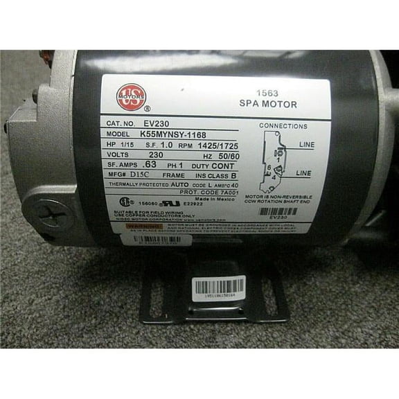US Motors EV230 0.07 HP 1425 Rpm 1 Speed Nidec Thru-Bolt Pump Motor