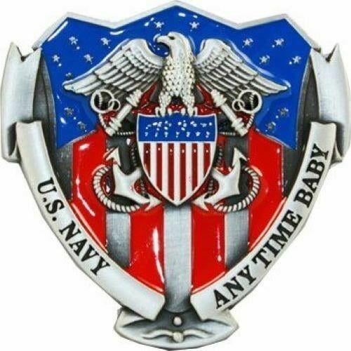 US NAVY Corps Logo Belt Buckle Anytime Baby - New with box/tags