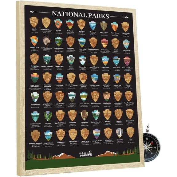 US National Parks Scratch Off Poster - National Park Gifts - National Park Map - National Park Posters - National Parks Scratch Off Travel Map - National Park Decor - National Park Wall Art 12x16