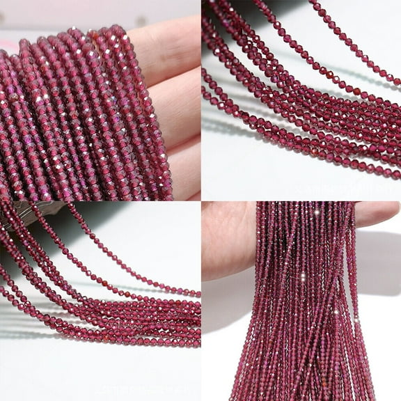 US Natural Garnet Faceted Round Smooth Beads 38cm/14.96'' Strand 2mm 3mm 4mm