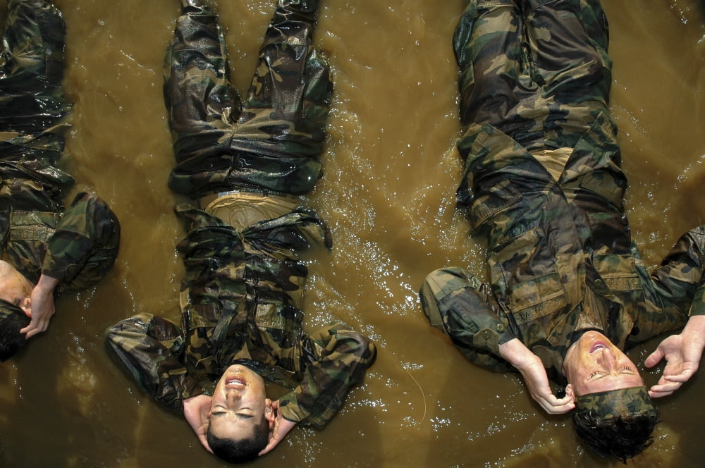 US Naval Academy Midshipmen perform bicycle kicks Canvas Art - Stocktrek Images (34 x 23)