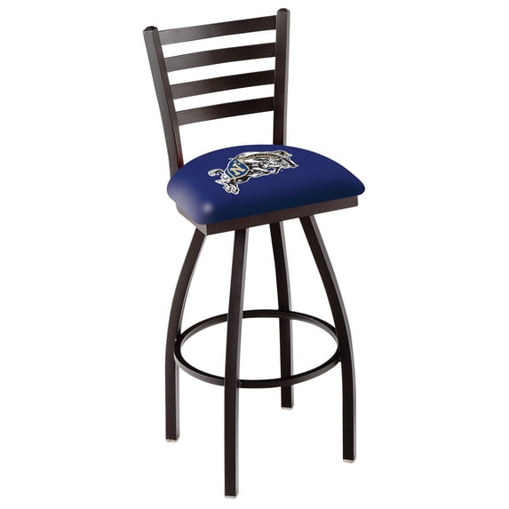 Navy Midshipmen 25" Black Wrinkle Swivel Bar Stool with Ladder Style Back