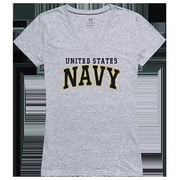 US Navy 3 Graphic V-Neck T-Shirt, Heather Gray - 2XL