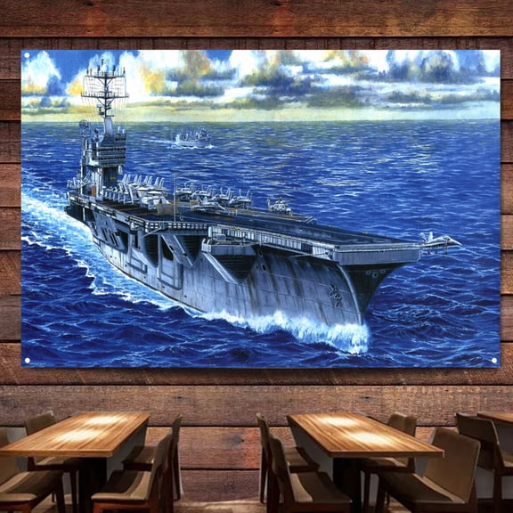 US Navy Aircraft Carrier Abraham Lincoln (CVN-72) Battleship Wall Art Banners Hanging Flags Wall Chart Warship Art Poster Canvas Print Art Painting Home Decor Tapestry Best Gifts,38X57 inches