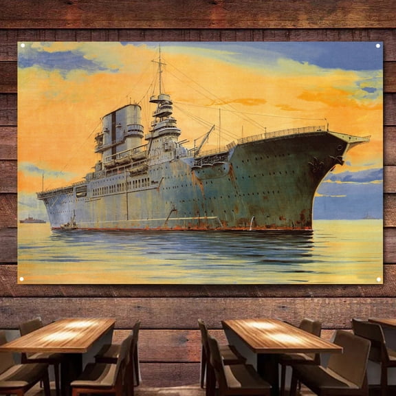 US Navy Aircraft carrier Saratoga Battleship Wall Art Banners Flags Wall Chart Warship Art Poster Canvas Print Art Painting Home Decor Tapestry Best Gifts for Military Fans,38X57 inches