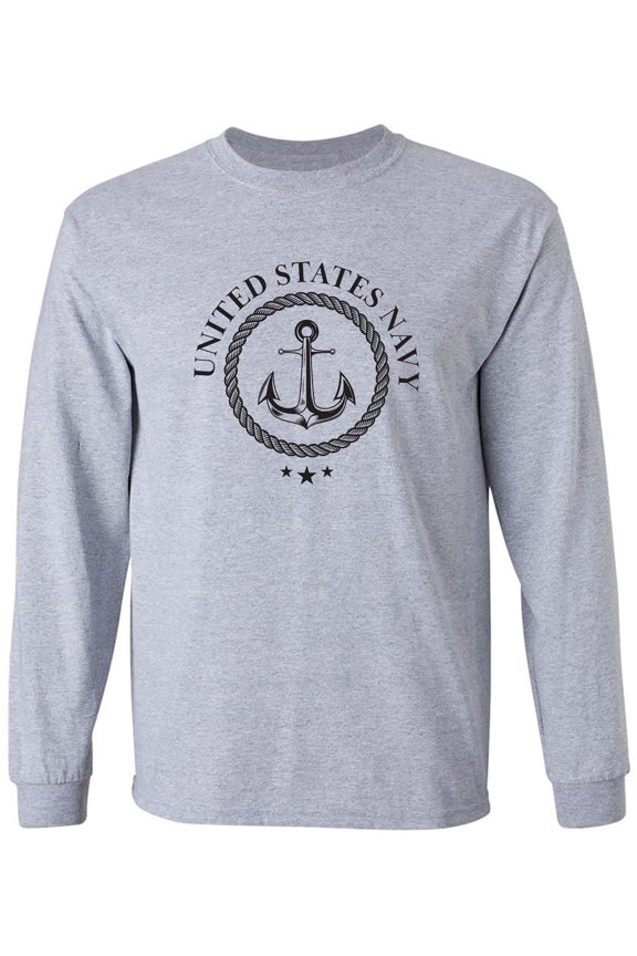 US Navy Anchor Crest Adult Long Sleeve T-shirt