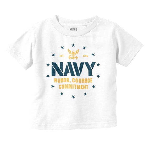 US Navy Anchor Logo Honor Courage Toddler Boy Girl T Shirt Infant Toddler Brisco Brands 6M