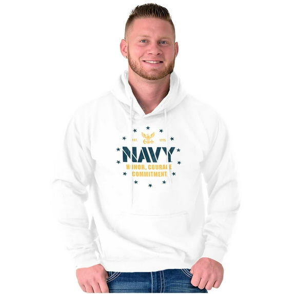 US Navy Anchor Logo Honor Courage Unisex Plus Size Hoodie Brisco Brands 3X