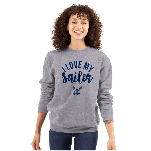 US Navy Anchor Logo I Love My Sailor Women Plus Size Sweatshirt Brisco Brands 5X