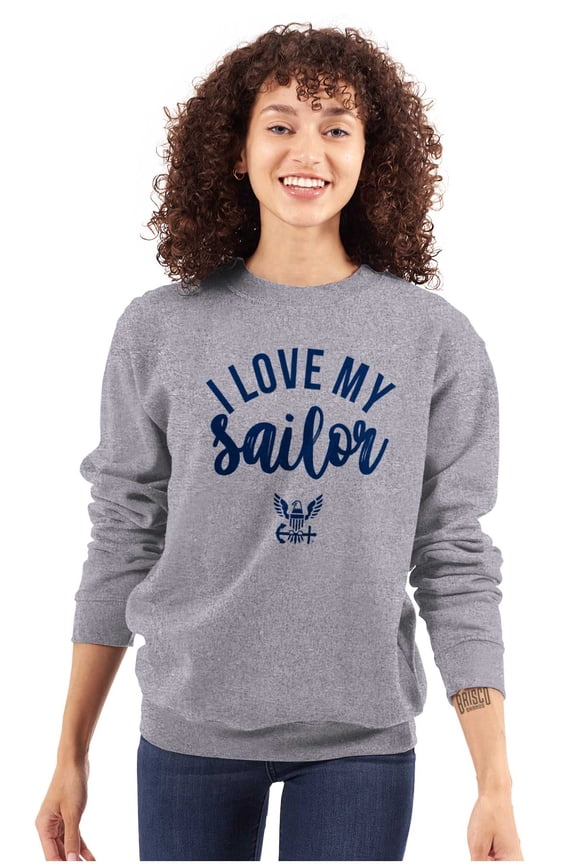 US Navy Anchor Logo I Love My Sailor Women Plus Size Sweatshirt Brisco Brands 5X