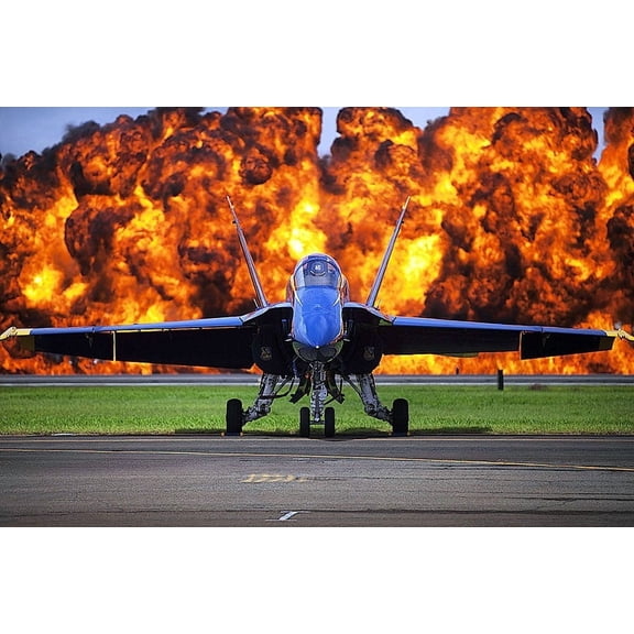 U.S. Navy Blue Angel Wall of Fire, Kaneohe Bay - 20x30 Inch Laminated Aviation Poster - Stunning Detail and Bold Colors