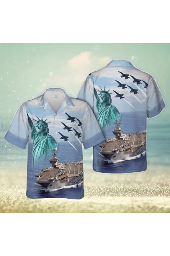 US Navy Blue Angels fly over USS Carl Vinson CVN 70, 4th Of July Hawaiian Shirt Print Idea