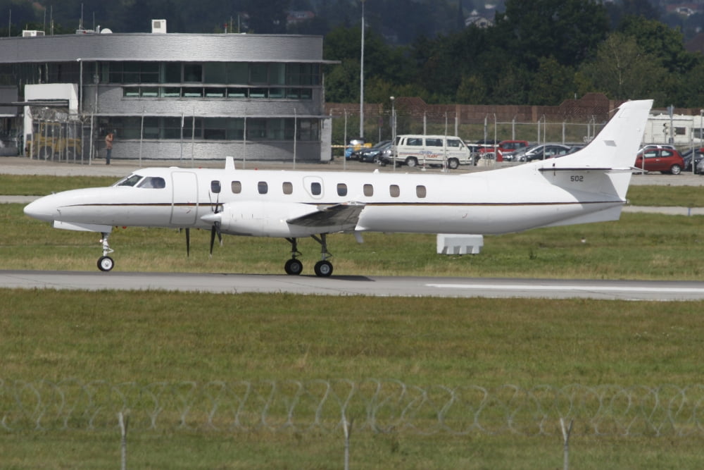 US Navy C-26D Metroliner taxiing at Stuttgart Airport Germany Canvas Art - Timm ZiegenthalerStocktrek Images (18 x 12)