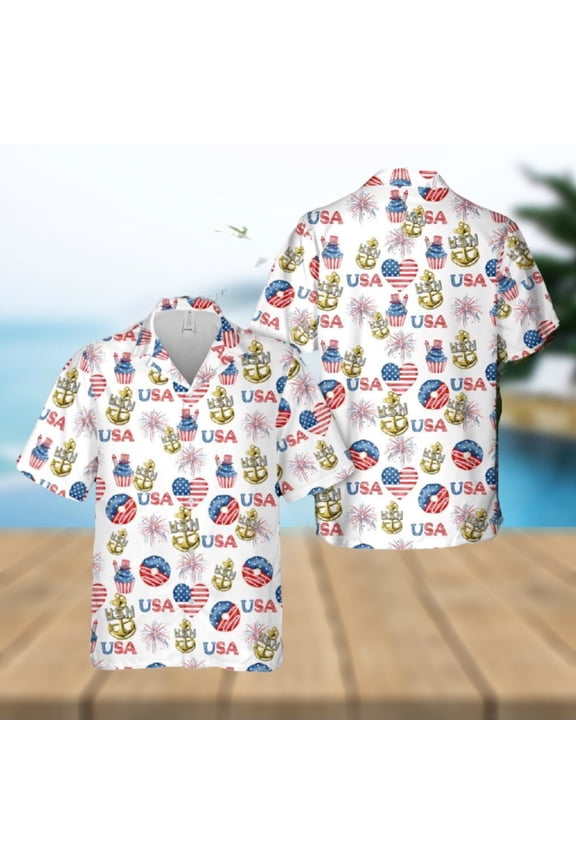 US Navy Chief Anchor, 4th Of July Hawaiian Shirt Print Ideas Gift Mens