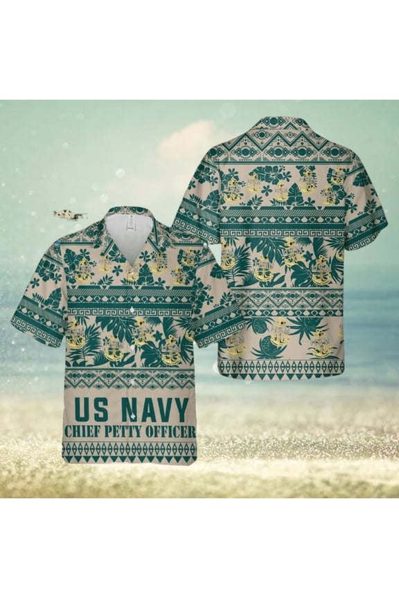 US Navy Chief Anchor Hawaiian Shirt Print Ideas Gift Mens title