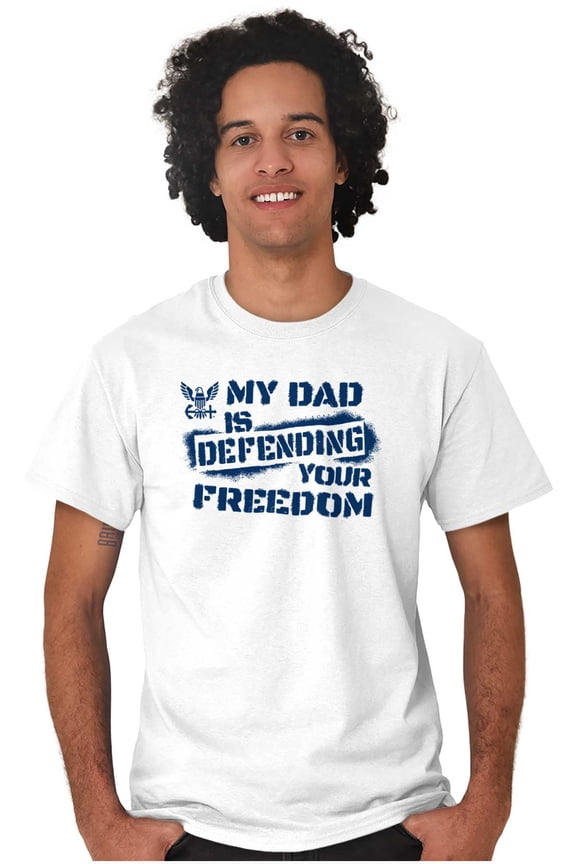 US Navy Dad Defending Freedom Father Men's Graphic T Shirt Tees Brisco Brands L