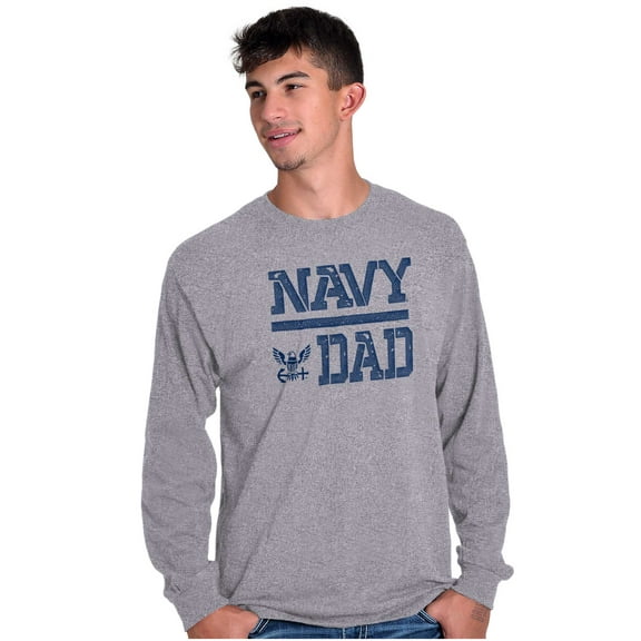US Navy Dad Military Anchor Logo Men Big & Tall Long Sleeve Tee Brisco Brands 3X