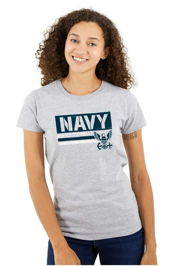 US Navy Eagle Anchor Logo Est 1775 Women's T Shirt Ladies Tee Brisco Brands S