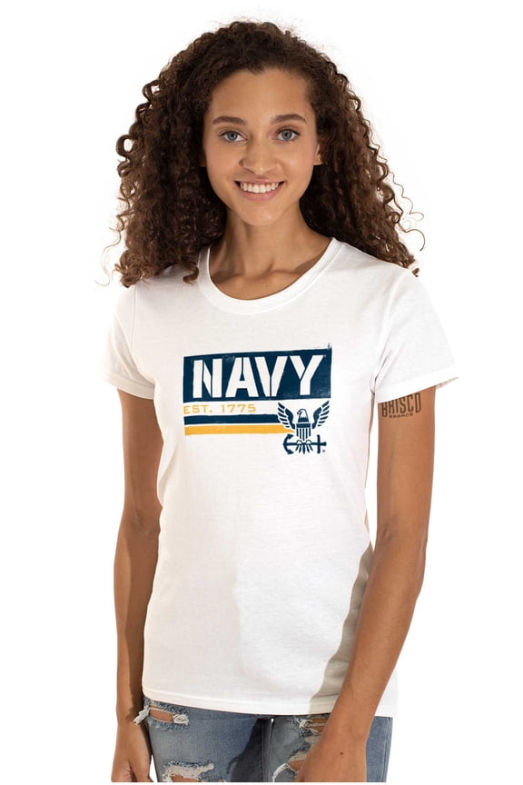 US Navy Eagle Anchor Logo Est 1775 Women's T Shirt Ladies Tee Brisco Brands S