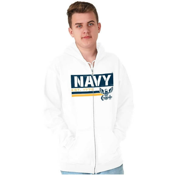 US Navy Est 1775 Eagle Anchor Symbol Zip Up Hoodie Men's Women's Brisco Brands L