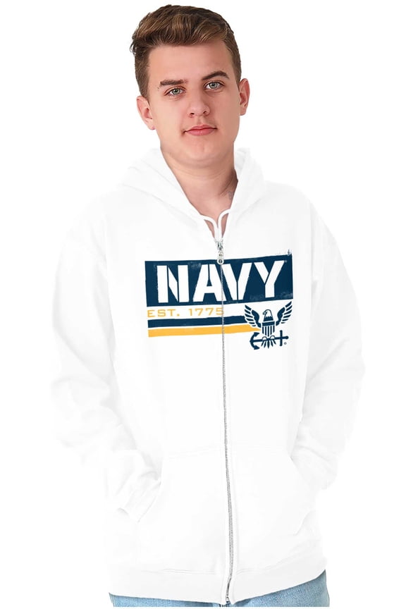 US Navy Est 1775 Eagle Anchor Symbol Zip Up Hoodie Men's Women's Brisco Brands S
