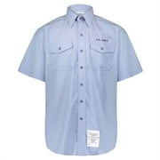 US Navy GI Seafarer Short-Sleeve Chambray Shirt with US Navy Tape, Light Blue