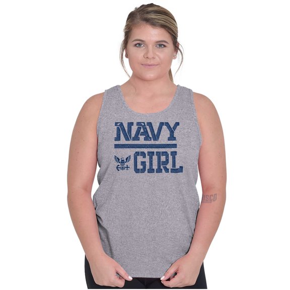 US Navy Girl Military Anchor Logo Tank Top Tee Shirt Women Brisco Brands M