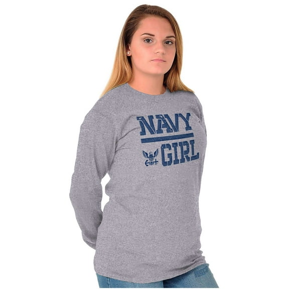US Navy Girl Military Anchor Logo Women Plus Size Long Sleeve Tee Brisco Brands 3X