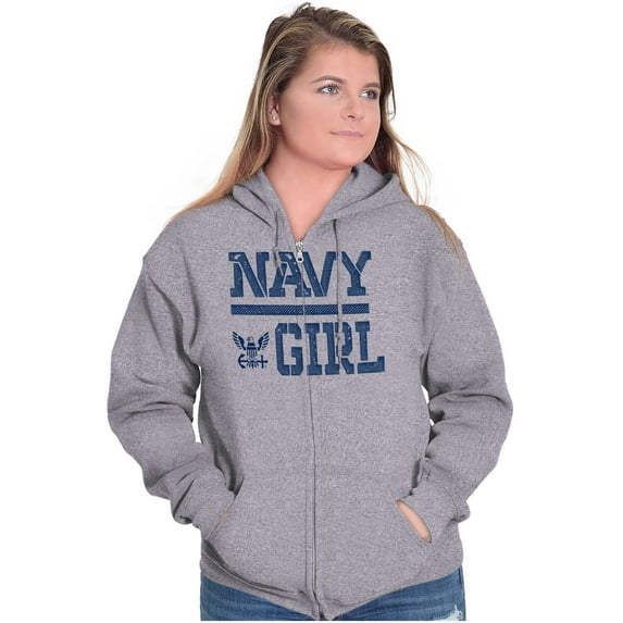 US Navy Girl Military Anchor Logo Women Plus Size Zipper Hoodie Brisco Brands 2X