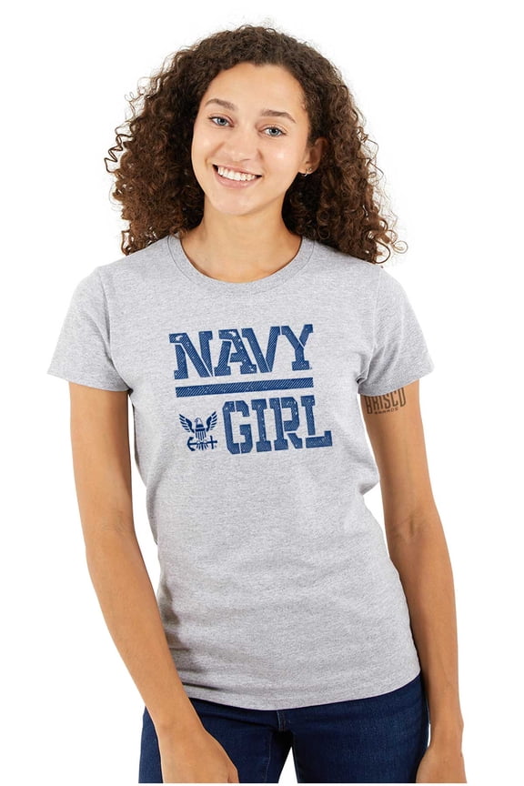 US Navy Girl Military Anchor Logo Women's T Shirt Ladies Tee Brisco Brands L
