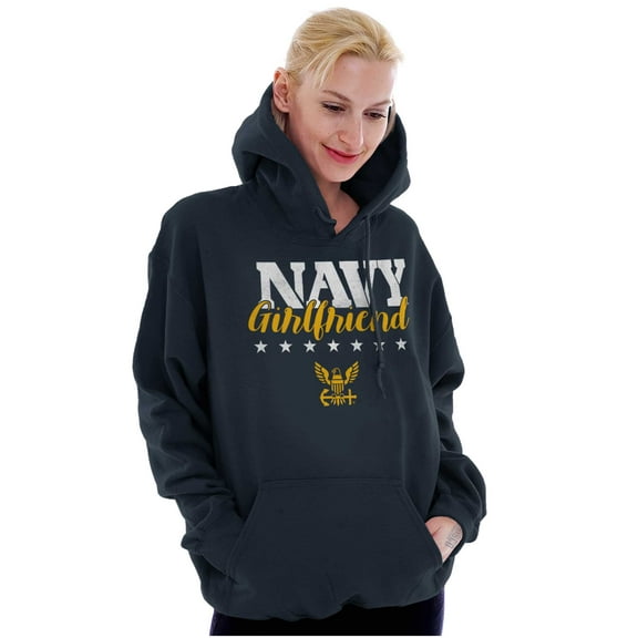 US Navy Girlfriend Anchor Logo Hoodie Sweatshirt Women Brisco Brands S