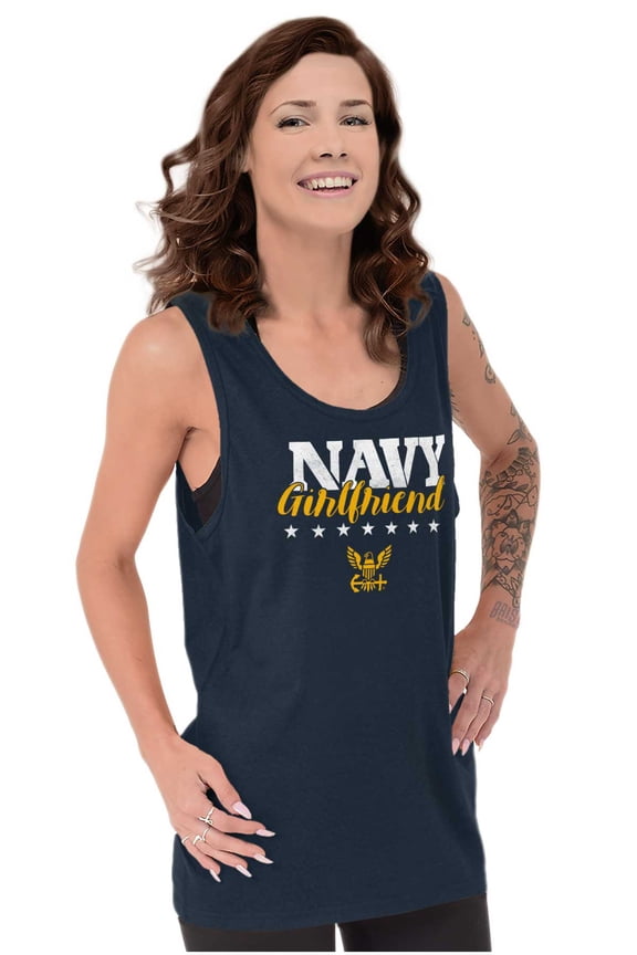 US Navy Girlfriend Anchor Logo Tank Top Tee Shirt Women Brisco Brands M