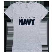 US Navy Graphic V-Neck T-Shirt, Heather Gray - Medium