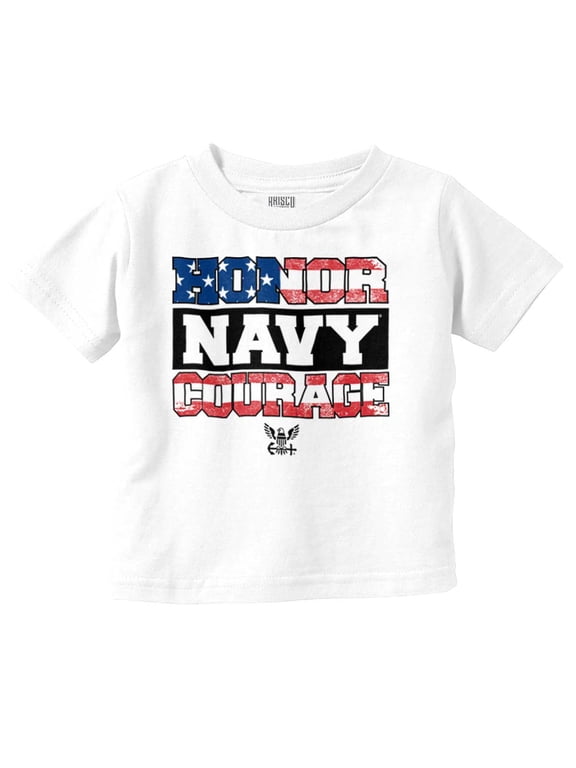 US Navy Honor Courage American Flag Toddler Boy Girl T Shirt Infant Toddler Brisco Brands 4T