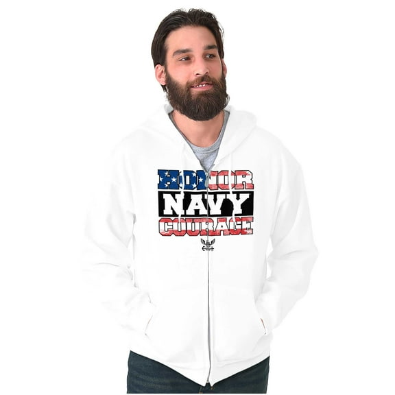 US Navy Honor Courage American Flag Unisex Plus Size Zip Hoodie Brisco Brands 4X