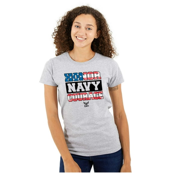US Navy Honor Courage American Flag Women's T Shirt Ladies Tee Brisco Brands S
