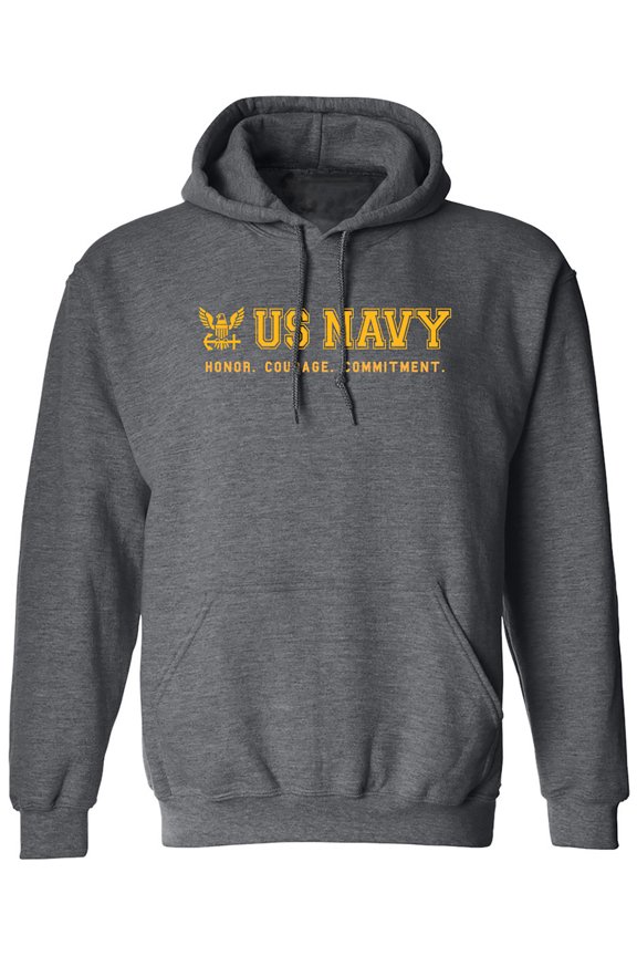US Navy Honor Courage Commitment Adult Hooded Sweatshirt