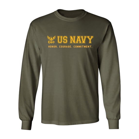US Navy Honor Courage Commitment Adult Long Sleeve T-shirt