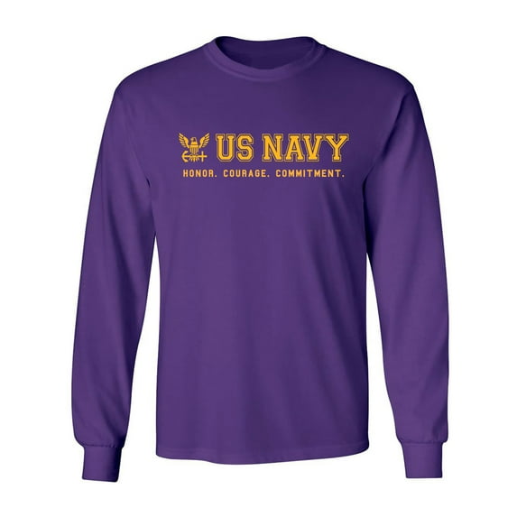US Navy Honor Courage Commitment Adult Long Sleeve T-shirt
