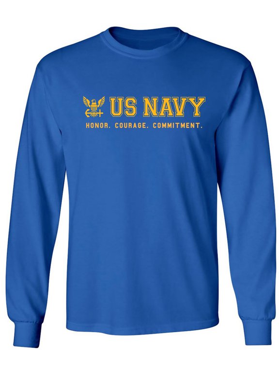 US Navy Honor Courage Commitment Adult Long Sleeve T-shirt